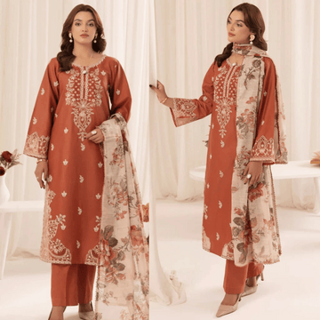 Summer COLLECTION Lawn Embroidered with Chiffon Printed Dupatta zab932